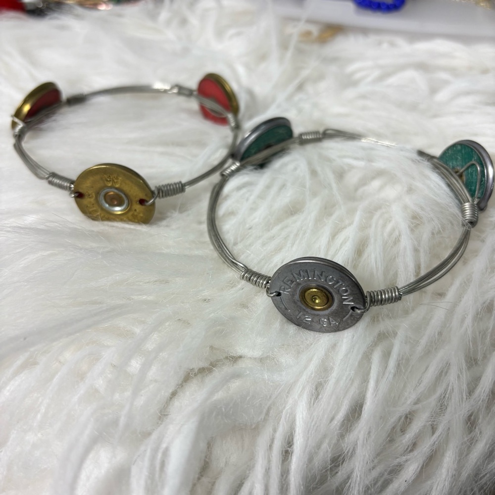 Remington Shotgun Shell Silver and Gold Tone Bracelet Duo